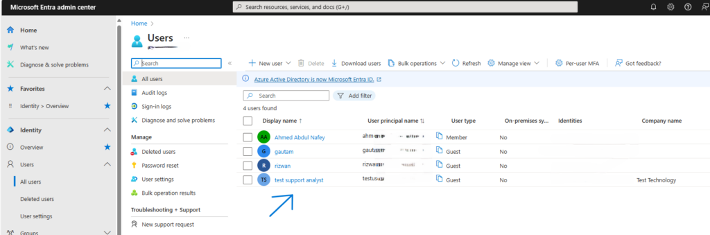 Entra ID USer Successfull