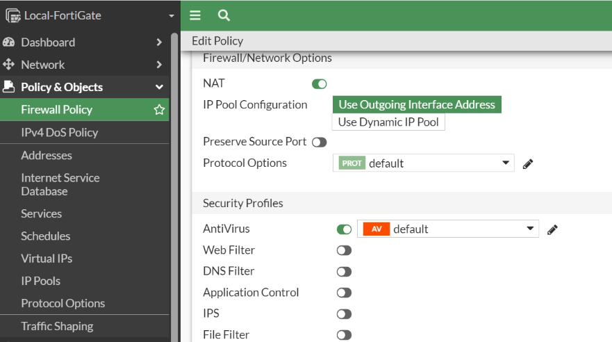Enable Firewall Policy Foritgate