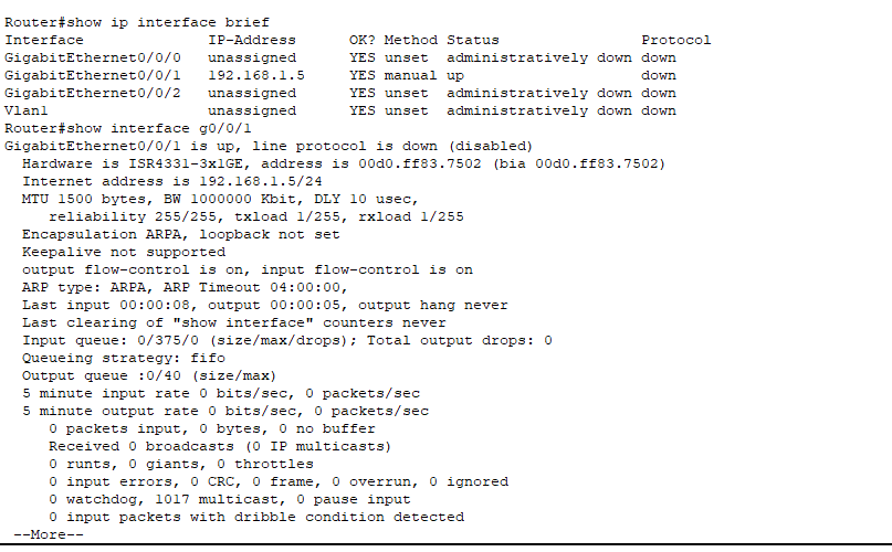 cisco ios interface verification show commands