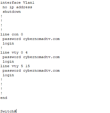 verifications of line vty passowords on cisco cli